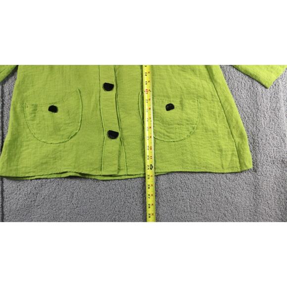 Habitat Jacket Women Small Green Swing Button Down Boho 3/4 Sleeve - Picture 2 of 7